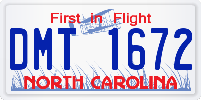 NC license plate DMT1672