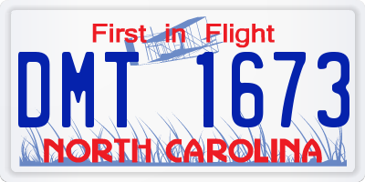 NC license plate DMT1673