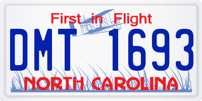 NC license plate DMT1693