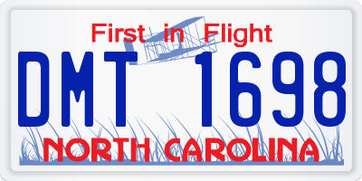 NC license plate DMT1698