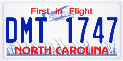NC license plate DMT1747
