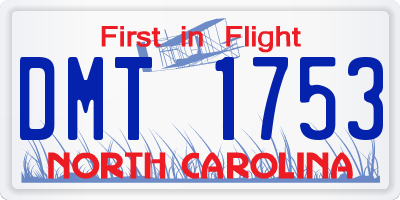 NC license plate DMT1753