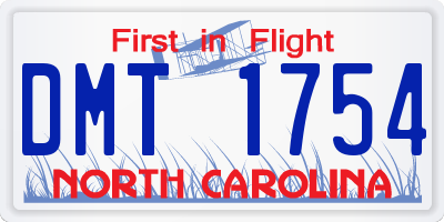 NC license plate DMT1754