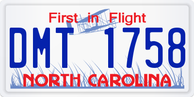 NC license plate DMT1758