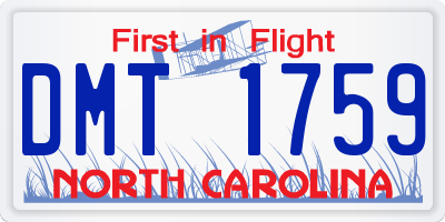 NC license plate DMT1759