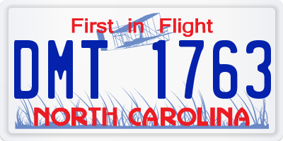 NC license plate DMT1763