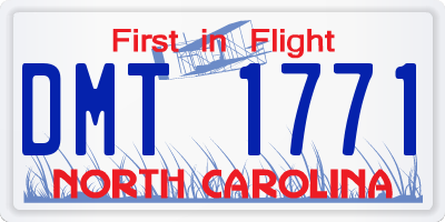 NC license plate DMT1771