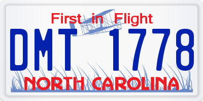 NC license plate DMT1778