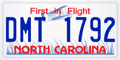 NC license plate DMT1792