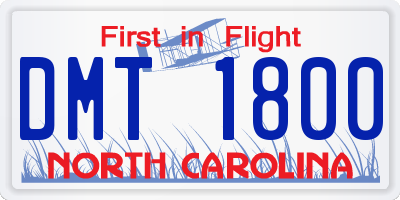 NC license plate DMT1800