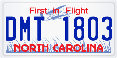 NC license plate DMT1803