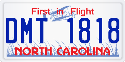 NC license plate DMT1818