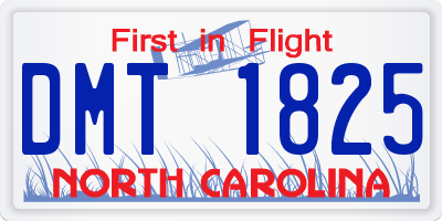 NC license plate DMT1825