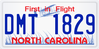 NC license plate DMT1829