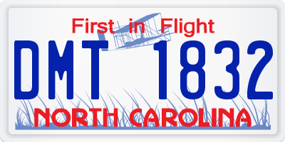 NC license plate DMT1832