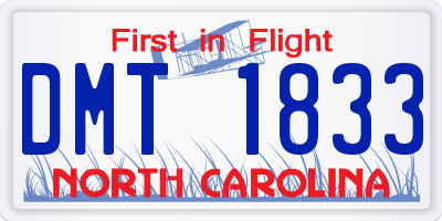 NC license plate DMT1833