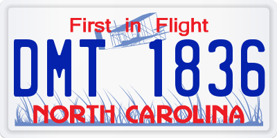 NC license plate DMT1836