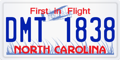 NC license plate DMT1838