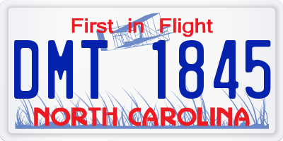 NC license plate DMT1845