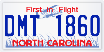 NC license plate DMT1860