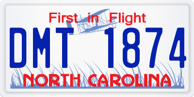 NC license plate DMT1874