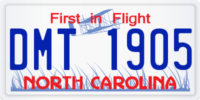 NC license plate DMT1905