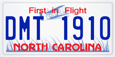 NC license plate DMT1910