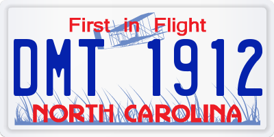 NC license plate DMT1912