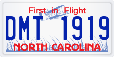 NC license plate DMT1919