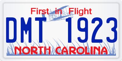 NC license plate DMT1923
