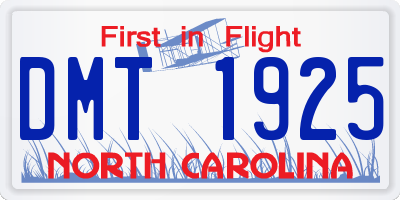 NC license plate DMT1925
