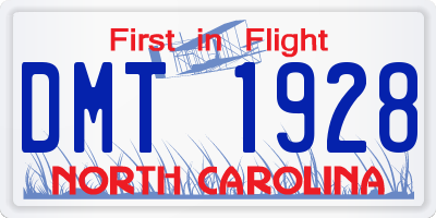 NC license plate DMT1928