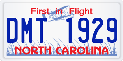 NC license plate DMT1929