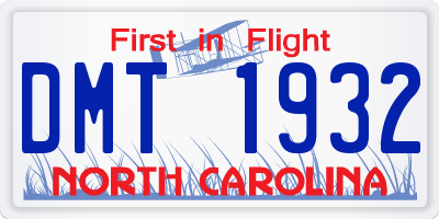 NC license plate DMT1932