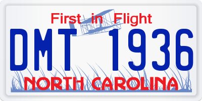 NC license plate DMT1936