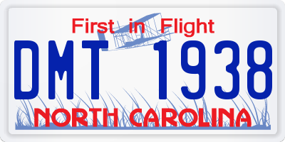 NC license plate DMT1938