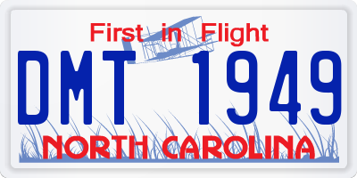 NC license plate DMT1949