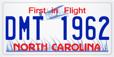 NC license plate DMT1962