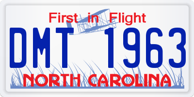 NC license plate DMT1963