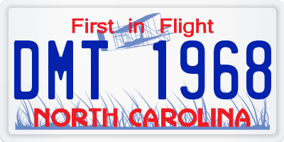 NC license plate DMT1968