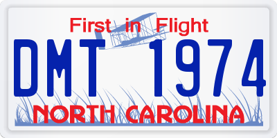 NC license plate DMT1974
