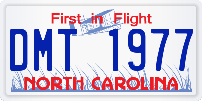NC license plate DMT1977