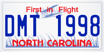 NC license plate DMT1998