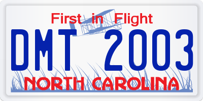 NC license plate DMT2003