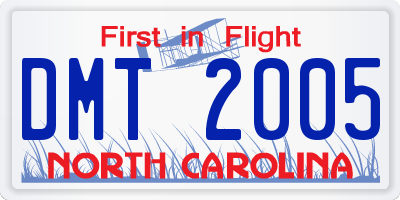 NC license plate DMT2005