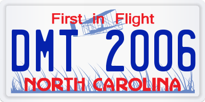 NC license plate DMT2006