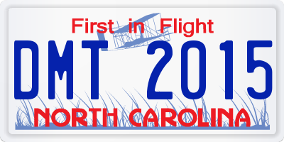 NC license plate DMT2015