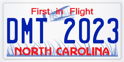 NC license plate DMT2023