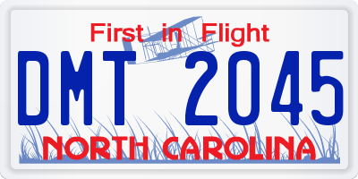 NC license plate DMT2045
