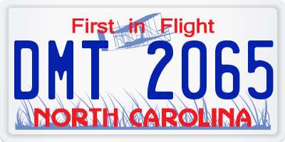 NC license plate DMT2065